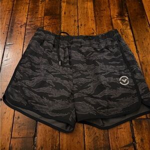 Virus Black and Gray Patterned Athletic Shorts